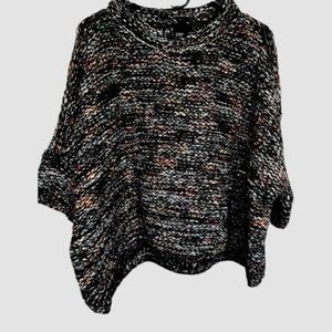 Zara Black and White Knit Poncho